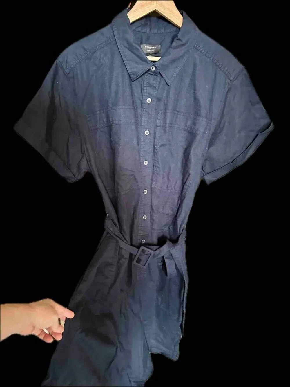 NWOT Banana Republic Romper LinenBlend Navy indigo UtilityJumpsuit XL New